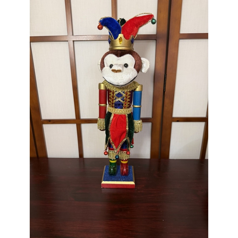 Michaels Wooden Nutcracker Soldier Monkey Christmas Ornament 16 inch